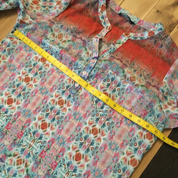 CHARLIE B Flowy Colourful Tribal Boho Tunic Popover Top - Picture 13 of 16